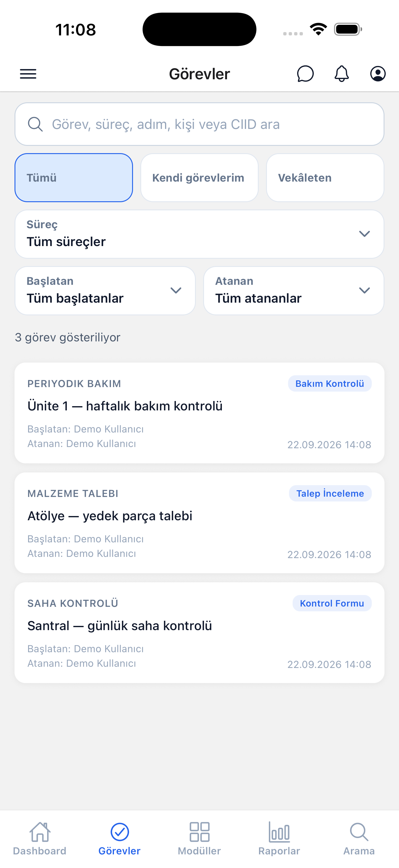 DigitalPlant — sample mobile task screen
